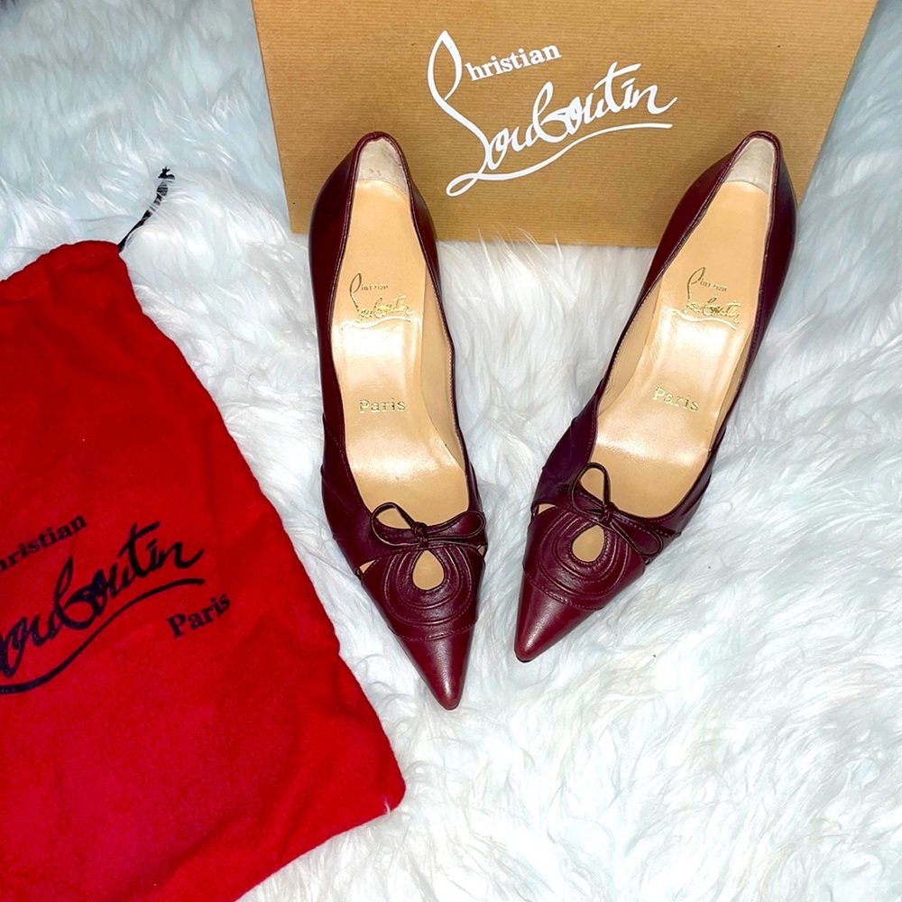 Christian Louboutin burgundy keyhole heels